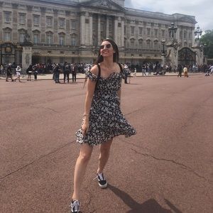 Old Navy Black & White Off the Shoulder dress